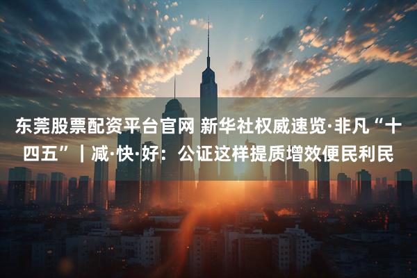 东莞股票配资平台官网 新华社权威速览·非凡“十四五”｜减·快·好：公证这样提质增效便民利民