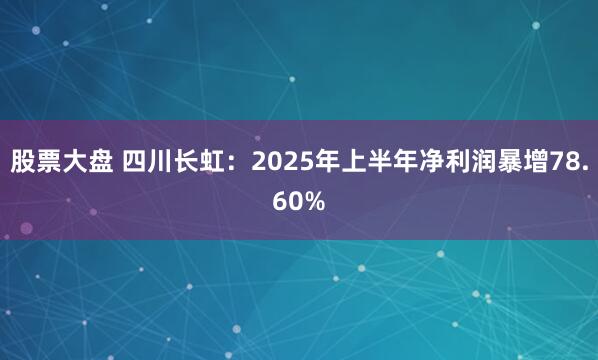 股票大盘 四川长虹：2025年上半年净利润暴增78.60%