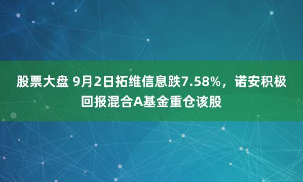 股票大盘 9月2日拓维信息跌7.58%，诺安积极回报混合A基金重仓该股